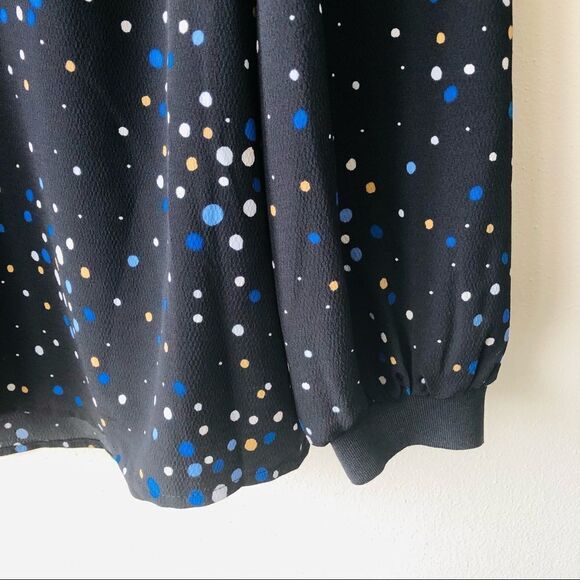 Popsugar Black & Blue Polka Dot Long Sleeve Shirt - Picture 2 of 5